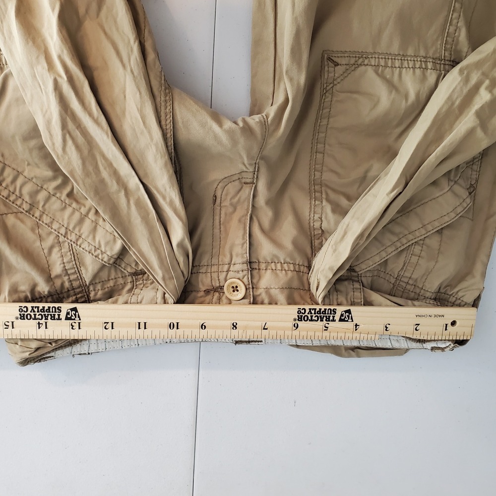 Vintage Abercrombie & Fitch Khaki Cargo Pants Tie Waist S Y2K Low Rise Wide Leg - Picture 7 of 14